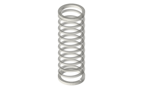 Compression springs, wire Ø0.5–1.6, OD 6–16, isometric render of a generated part