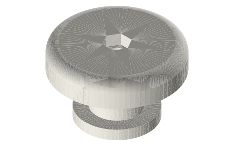 Pot and pan lid sizes: how cookware is measured, lid knob M5 screw, replacement knob STL, isometric render of a generated part