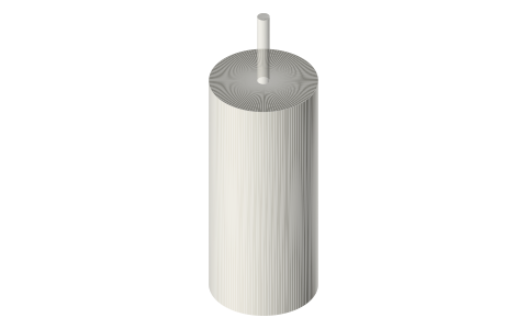 716 coreless motor: Ø7 × 16 mm, Ø0.8 shaft, isometric render of a generated part