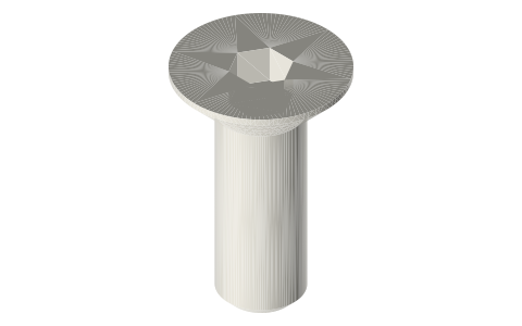 Countersunk socket screws, M2–M8 (ISO 10642 / DIN 7991), isometric render of a generated part