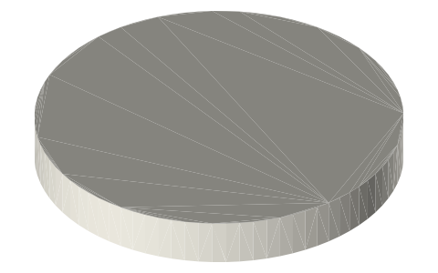 CR1216 lithium coin cell (12.5 × 1.6 mm), isometric render of a generated part
