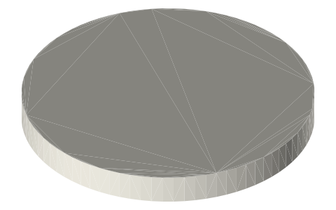 CR1616 lithium coin cell (16 × 1.6 mm), isometric render of a generated part