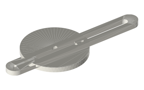 Crank and slotted lever quick-return mechanism, isometric render of a generated part