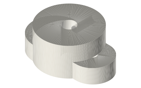 Crank webs (bar cranks), Ø5 bore, 10 to 30 mm stroke, isometric render of a generated part