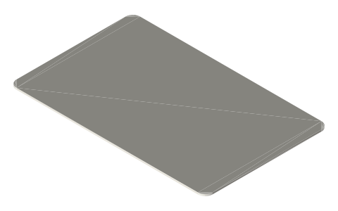 Credit card size (ID-1, ISO/IEC 7810), isometric render of a generated part