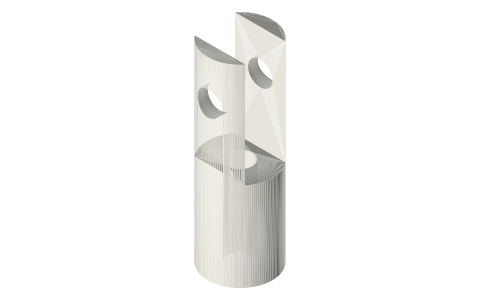 Crosshead Ø8 × 24 for a Ø3 piston rod, isometric render of a generated part