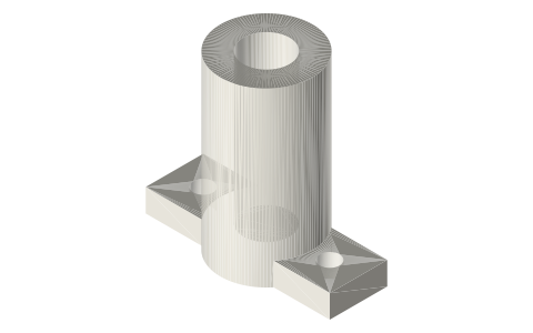 Crosshead guide, Ø8 bore × 30, isometric render of a generated part