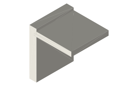 Dado and rabbet joint (tongue and dado corner), isometric render of a generated part