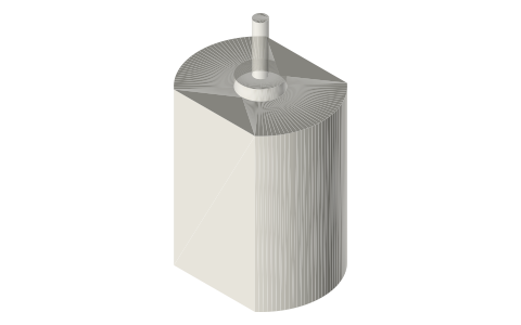 130 size brushed DC motor: Ø20.1 / 15.1 × 25.0 mm, Ø2 shaft, isometric render of a generated part