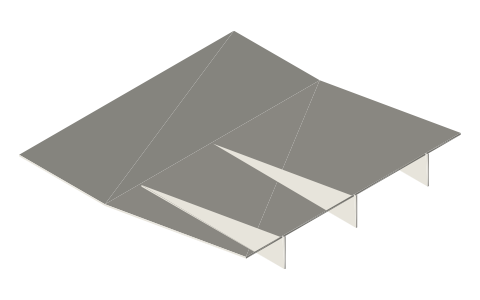 Diffuser fences / longitudinal separators, isometric render of a generated part