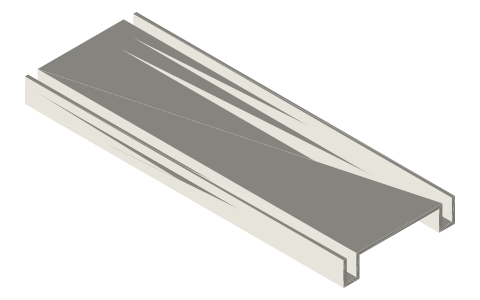 DIN rail, 35 mm (TS35 × 7.5, EN 60715), isometric render of a generated part