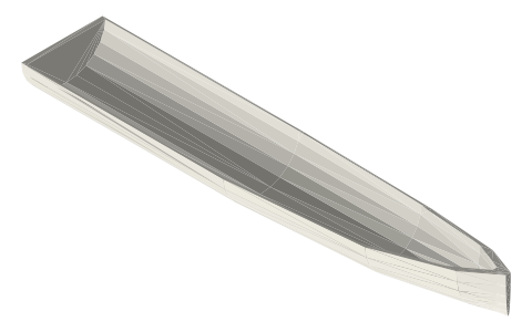 Displacement hull and hull speed, isometric render of a generated part