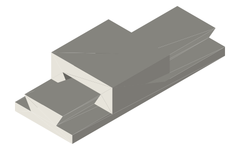 Dovetail rail and slide mount (60°), isometric render of a generated part