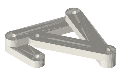 Drag-link (double-crank) four-bar, isometric render of a generated part