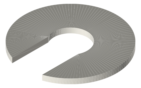 E-clips DIN 6799 for Ø2 to Ø10 shafts, isometric render of a generated part