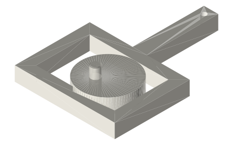 Eccentric in a slotted yoke (harmonic straight-line motion), isometric render of a generated part