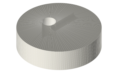 Eccentric sheaves Ø30 at 3, 5 and 8 mm offset, isometric render of a generated part