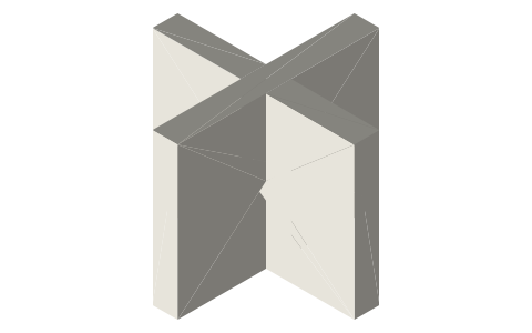 Egg crate joint (slot joint, cross halving on edge), isometric render of a generated part