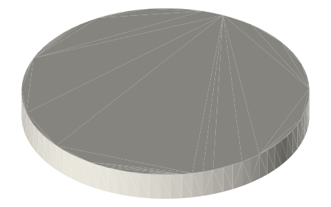 Euro 1 cent coin size, isometric render of a generated part