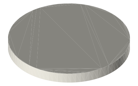 Euro 2 cent coin size, isometric render of a generated part