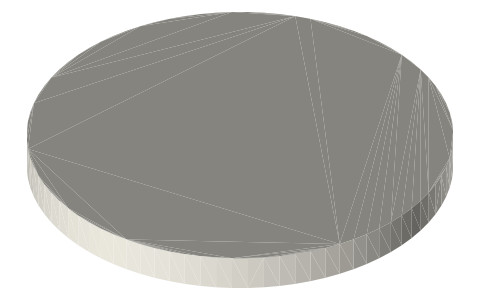 Euro 2 euro coin size, isometric render of a generated part