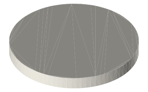 Euro 20 cent coin size, isometric render of a generated part