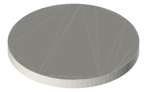 Euro 5 cent coin size, isometric render of a generated part