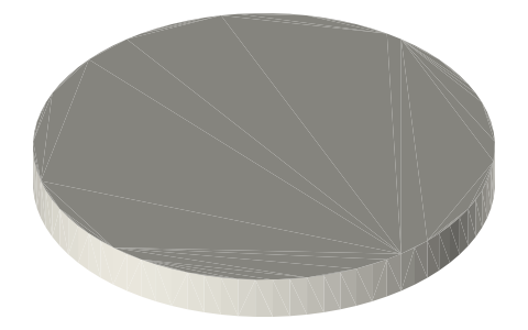 Euro 50 cent coin size, isometric render of a generated part
