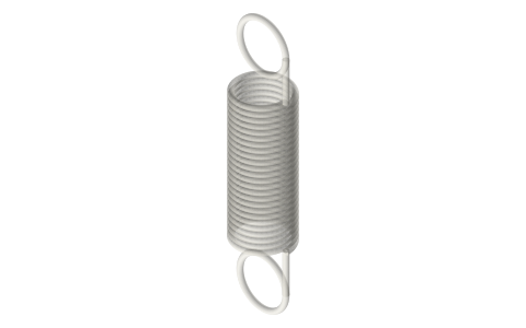 Extension springs, wire Ø0.6 and Ø1.0, isometric render of a generated part