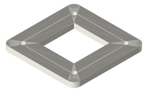 Flight controller and ESC stack sizes: 30.5×30.5 M3, 20×20, 25.5 / 26 whoop, 16×16 nano, wing FCs, Pixhawk, isometric render of a generated part