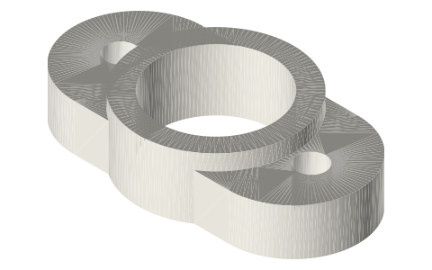 Flange block KFL08 envelope with a 608 pocket, isometric render of a generated part