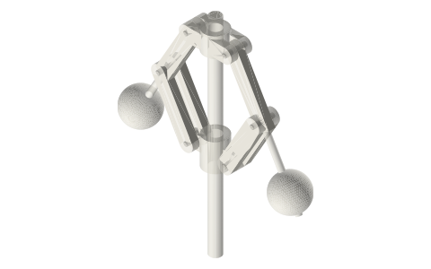 Centrifugal (fly-ball) governor, isometric render of a generated part