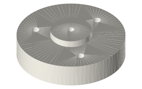 Free-piston displacer gas spring: double-acting Ø18 cylinder, gland and piston in a 2 in tri-clamp spool, isometric render of a generated part