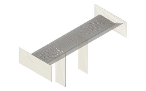 Front wing in ground effect (open-wheel), isometric render of a generated part