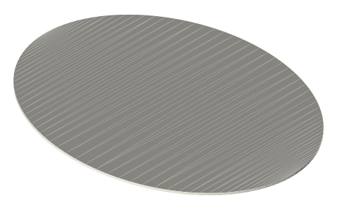 Games Workshop 120 × 92 mm oval base (Citadel), isometric render of a generated part
