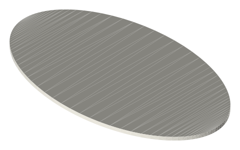 Games Workshop 60 × 35 mm oval base (Citadel), isometric render of a generated part