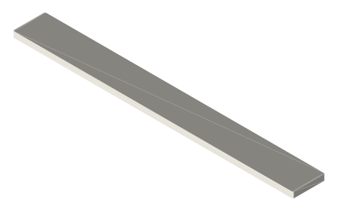 Garage wall rail systems: published sizes (GearTrack, FastTrack, Husky, VersaTrack, Ryobi LINK, Packout plate), isometric render of a generated part