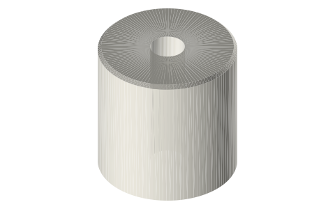Small pistons Ø14.9 × 15 and Ø19.9 × 20, isometric render of a generated part