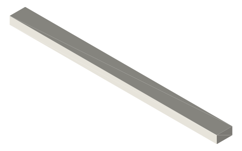 Gauge cross-bar 160 × 12 × 6, isometric render of a generated part