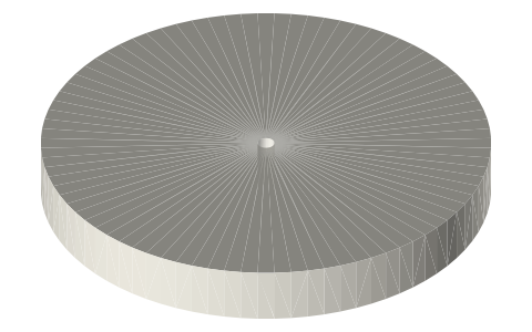 Gemfan 1608 40 mm 3-blade propeller (1.5 mm), isometric render of a generated part