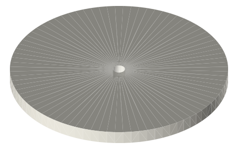 Gemfan D90 90 mm ducted 3-blade propeller (M5), isometric render of a generated part