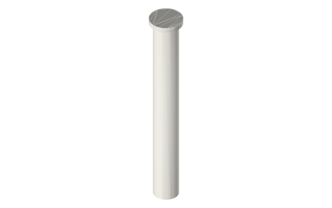 Glass syringes 1–50 mL (all-glass, ground-glass plunger): barrel and plunger, isometric render of a generated part