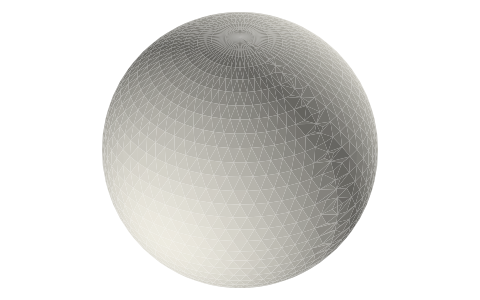 Golf ball size: Ø42.67 mm minimum, 45.93 g maximum (R&A / USGA), isometric render of a generated part