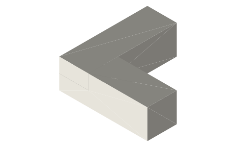 Half lap joint (corner), isometric render of a generated part