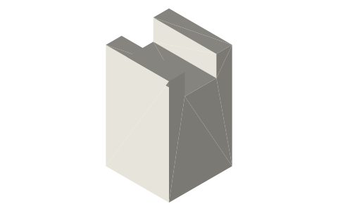 Hammer head 24 × 24 × 40 with a 12 × 8 helve socket, isometric render of a generated part
