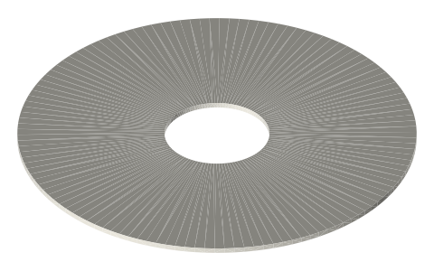 Hard-drive platters: 3.5 in Ø95 × 1.27 mm (Ø25 hole), 2.5 in Ø65 × 0.8 mm (Ø20 hole), isometric render of a generated part
