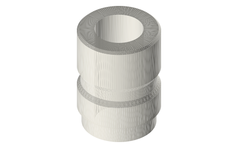 Heat-set threaded inserts, ruthex RX series: M2 to M8 and #2-56 to 3/8-16, isometric render of a generated part