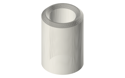 Heat-set threaded inserts, M2–M6 (for 3D prints), isometric render of a generated part