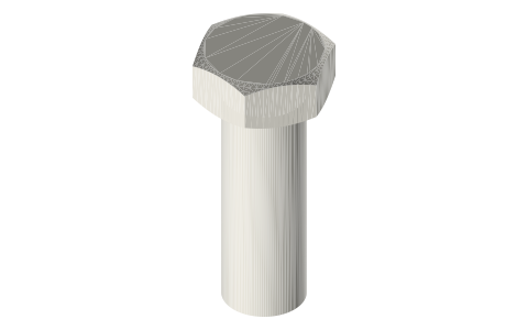 Hex head screws, M10 to M24 (ISO 4017 / DIN 933), isometric render of a generated part