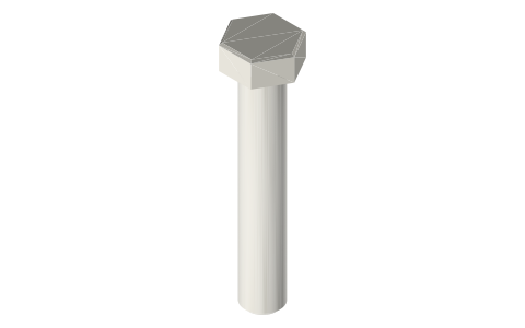 Hex head screws, M3–M8 (ISO 4017), isometric render of a generated part